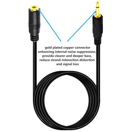 Cable de audio mono 3.5mm macho a hembra 1.8m negro miniatura 4