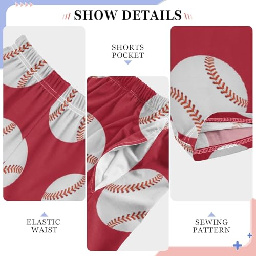 Baseball Balls Red Pajama Pants Soft Lounge Sleepwear PJ Bottoms with Elastic Waist Ages 6–14 Years4
