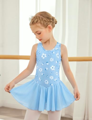 Image of Arshiner Girls Hollow Back Ballet Leotard with Skirt Sleeveless Dance Dress