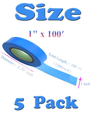 NXRACSH Blue Flagging Tape - Non-Adhesive Hi-Vis Plastic | 5 Rolls (1\" x 500\') | Fade-Resistant for Surveyor, Tree Marking, Hunting Trail, Boundaries & Hazardous Areas Workplace