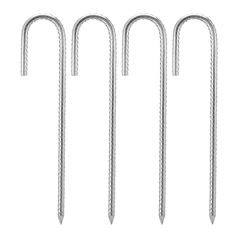 12" Trampoline Pegs, Ground Pegs Heavy Duty, Ground Stakes J Hooks Ground Anchors for Marquees, Gazebos, Castles, Tents, Trampolines, Bouncy, Camping, Football Nets ( 30CM 4 Pack ) Cover