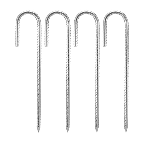 4 Stück 30,5 cm robuste Erdspieße aus verzinktem Stahl, Erdspieße, J-Haken, Bodenanker für Festzelte Cover