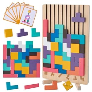 Wooden Colored 3D Russian Block Puzzle Jigsaw Puzzle Toy Montessori Educational Gift for Boys and Girls Board Game Educational Toys for Toddlers Brain Teasers for Toddlers 3-6 Years