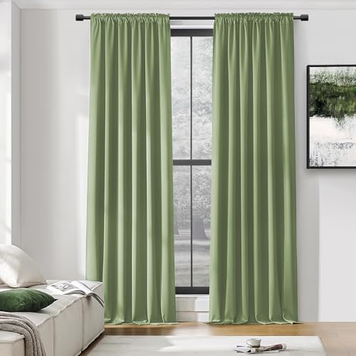 Image of DONREN Patio Door 108 Inches Long Curtain Panels - Ceiling to Floor Extra Long Drape Curtains Window Treatment for Sliding Glass Door (Sage,2 Pieces,W 52 x L108 inches)