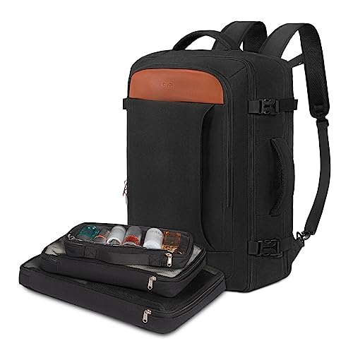 CLUCI Travel Backpack for Women Men,Carry on Backpack Flight Approved with 3 Packing Cubes, Luggage Suitcase Business Backpack Large Casual Daypack Water Resistant Weekender Bag Black