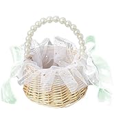 Set 2 Cestini Sposa In Vimini Rivestiti - 17x26x13 Cm Color Oro Per Petali E Confetti | Ideale Per Damigelle