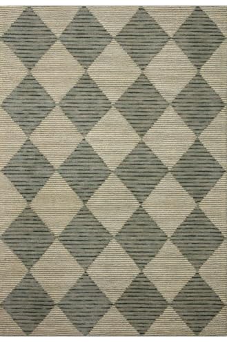 Image of Spectrum Pattern Wool Carpet with Loop Texture Yarn Anti Shedding Carpet Size 10x14 Feet A0 Green & Multi Color