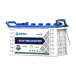 SERVBAK Solar STB-750+ (75Ah/12VDC) C10 Tubular Solar Battery for Home, Office & Shop with 60 Months Warranty (White Container & Black Cover)