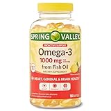 Spring Valley Omega-3 1000 mg from Fish Oil, Heart, Brain Health, Lemon,180 Softgels