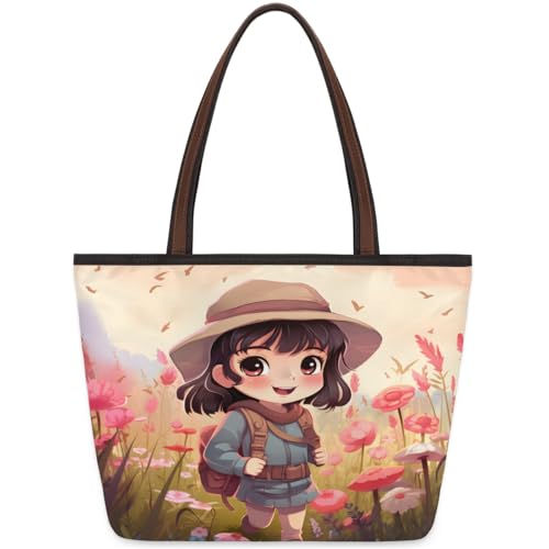 Tote Bag for Women with Zipper Large Capacity Top Handle Casual Shoulder Bag Handbag Reusable Shopping