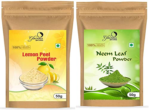 Image of Combo Pack of 2 Pure & Natural Neem Leaf Powder & Lemon Peel Powder For Face & Skin, 100gms(50gX2)