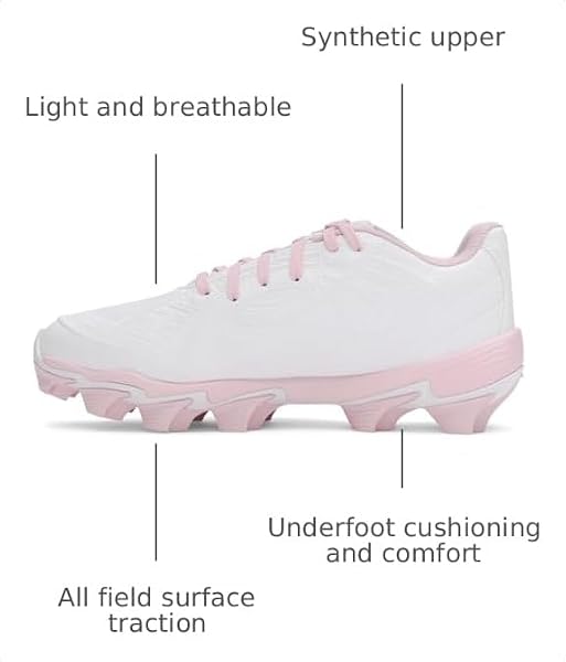 Under Armour Girls' Glyde Sola RM JR Softball Cleats, (101) White/Red/Stone, 13K, US - 5