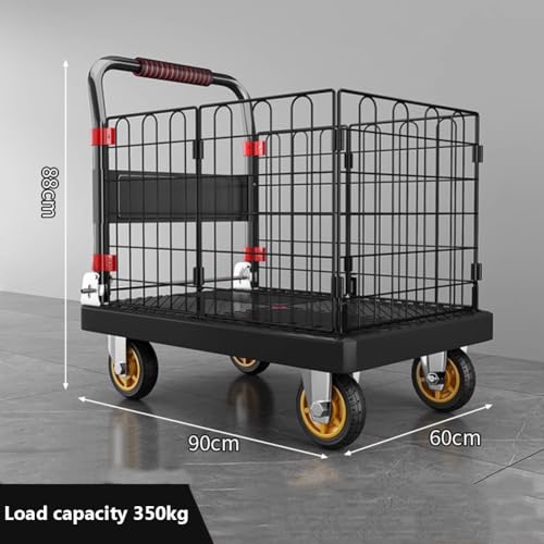 Carro de plataforma resistente con jaula para transporte de equipaje pesado 3