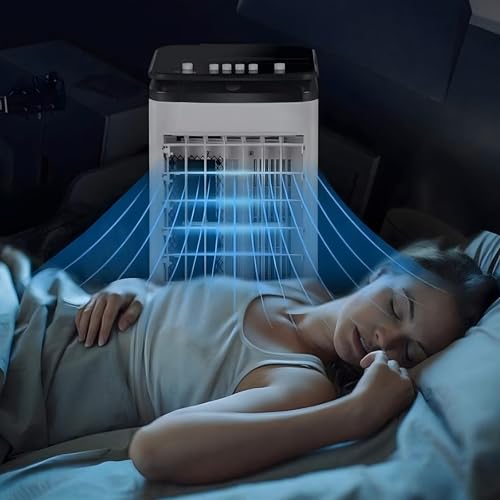 5-in-1 Air Cooler for Home,Portable Air Conditioner&Remote Control,3 Speeds,60° oscillation,Evaporative Cooler with 4 Ice Boxes,Ultra Quiet 24h Timer Cooling,Air Purification Fan (Mechanical) - Image 2