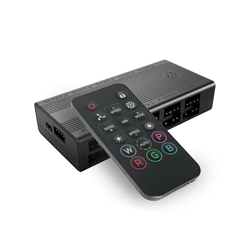 Mars Gaming MF-HUB, Hub de Control de Ventiladores PWM, Controlador de Velocidad hasta 10x Ventiladores e Iluminación ARGB hasta 10x Dispositivos, Mando a Distancia, Compatibilidad Total ARGB, Negro