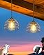 FabStyl Solar Hängeleuchte für Außen Innen, 1 Solarpanel versorgt 2 Boho Solarlampen mit Fernbedienung Helligkeit einstellbar, Timer IP65 wasserdicht für Garten Terrasse Pavillon Garage Balkon