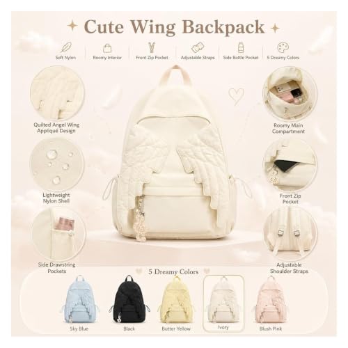 Mochila de nailon con diseño de ala para salidas urbanas de mujer 2