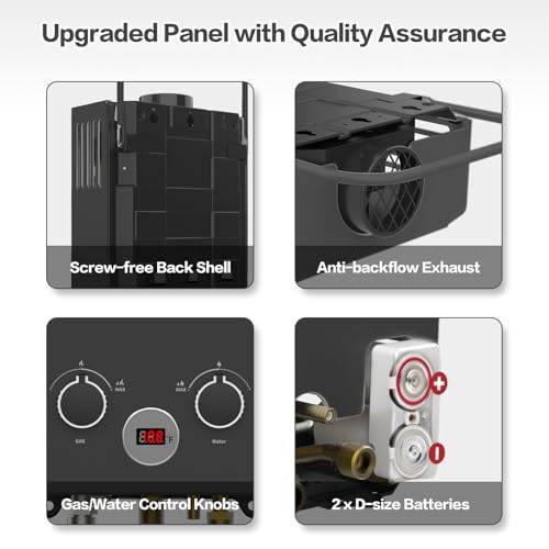 Propane Tankless Water Heater, 6L 1.58GPM Portable Gas Water Heater with Handle & Overheating Protection, Instant Hot Water for RV Camping, Outdoor Shower, Black – Image 6