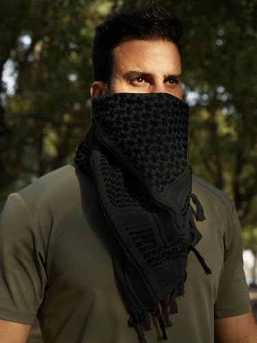 Image of FREE SOLDIER 100% Cotton Scarf Military Shemagh Tactical Desert Keffiyeh Head Neck Scarf Arab Wrap with Tassel 43x43 inches
