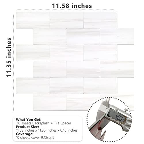 Stickgoo 1/3 Sheet Subway Tile Peel And Stick Backsplash, Self Adhesive Pvc Wall Tile, Star White Marble Dolomite Stick On Backsplash For Kitchen And Bathroom (Only 1/3 Sample) #TOP4