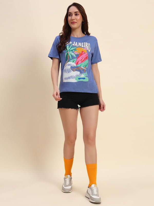 Image of THE DRY STATE Women Half Sleeves Cotton Tshirt