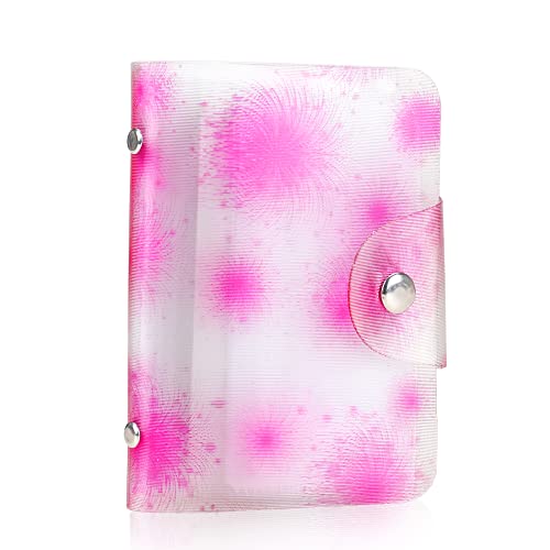 GERIINEER Laser Mode Porte-Cartes de crédit Porte-Cartes de Visite Hommes Femmes-24 Fentes (Rose Rouge) Cover