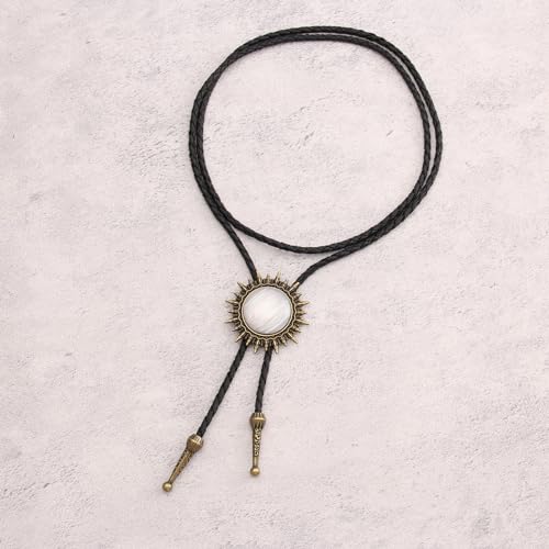 Image of GelConnie Bolo Ties for Men Women Western Cowboy Tie Mens Western Necklace Leather Necktie Gold Bolero Tie Cowboy Necklace