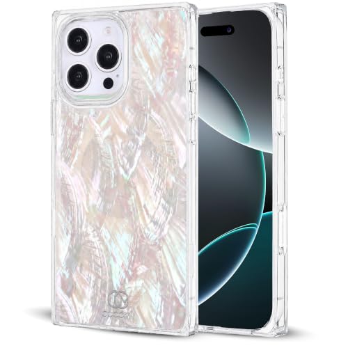Image of COCOMII Rectangle for iPhone 16 Pro Case, Natural Real Mother of Pearl