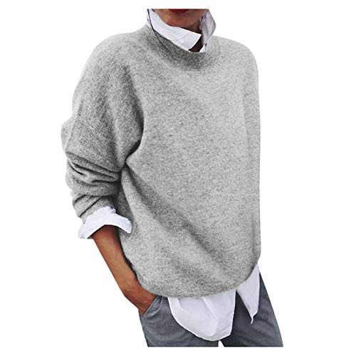 LLTT Frauen Gestrickte Gefälschte Zweiteilige Patchwork Pullover Hemd Pull Up Langarm-Pullover Herbst Frauen Pullover Pullover (Color : Grey, Size : 3XL.) Cover