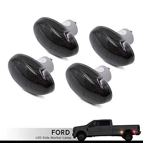 Nslumo Wheel Fender Side Marker Lights For 1999-2010 F-Ord F350 F450 Double Wheel Amber Red Trunk Bed Fender Markers 48 Smd Smoked Lens Replace Oem Sidemarker Lamps #TOP1