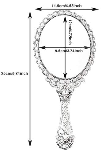 Weahre Hand Mirror Makeup Mirrors Handheld Decorative Personal Vintage Cosmetic Travel Mirrors (Silver) #TOP1