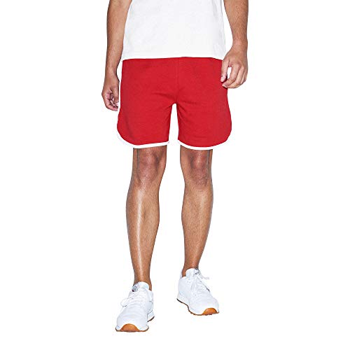 American Apparel Men's Interlock Basketball Shorts, Red/White, Large