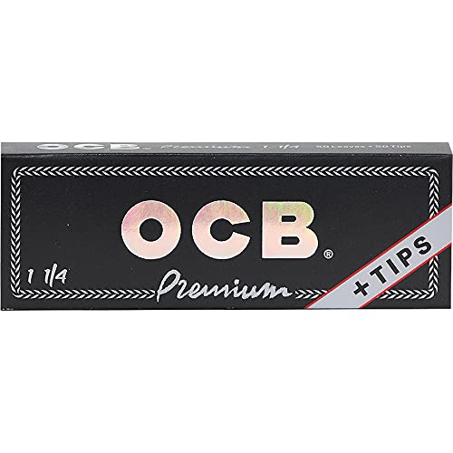 Ocb Premium Cigarette Rolling Papers ~ 1 1/4 + Tips ~ Full Box ~ Includes American Rolling Club Tube #TOP1