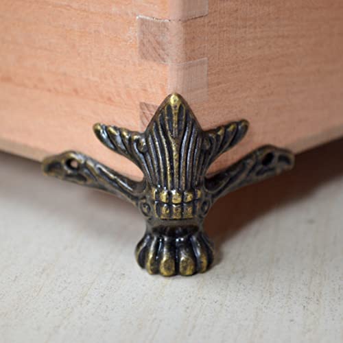 8 Pcs Vintage Bronze Wood Case Legs Decorative Jewelry Box Feet Retro Small Support Feet Antique Corner Protector for Wood Case Jewelry Box Storage Chest Gift Box Toolbox Length:2-3/8