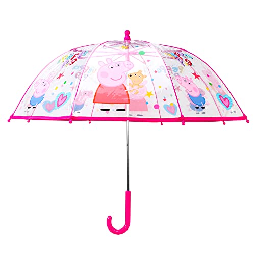 Quickdraw-Peppa-Umbrella-Kids-Childrens-Brolly-POE-Dome-Transparent-Pig-Character-Folding-Stick-Umbrella