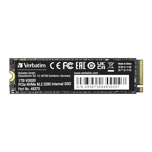Adatto per laptop Verbatim Vi3000 PCIe NVMe M.2 SSD 1TB