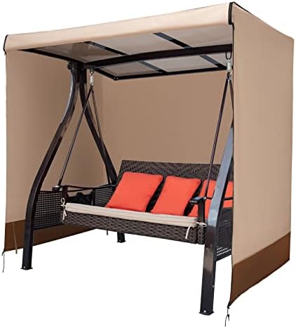 CHENGWEI Outdoor Swing Cover 3 Triple Seater Waterproof Patio Swing Canopy Cover,Porch Swing Covers Replacement Hammock Cover 2 Seater Garden Furniture Swing Chair Protector Cover(86"*60"*72")