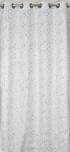 Image of 80-85% Blackout Curtains with Gold Printed Foil Curtains 7 Feet Long Set of 2 Pcs Room Darkening Curtains /Parde for Home Decor, (White, 4x7 feet)