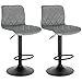 Lestarain Lot de 2 Tabourets de Bar Chaises de Bar Réglable en Hauteur avec Dossier et Repose-Pieds,Base Robuste,Assise en Velours et Pieds en Métal,Gris Clair