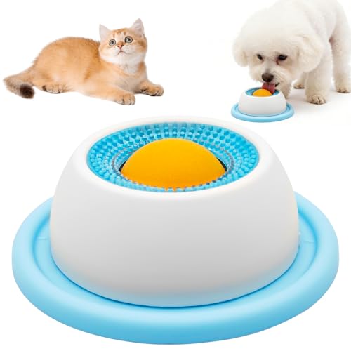 Hundelickspielzeug, Schleckball Hund, Lick Bowl für Hunde,Leckmatte Hund mit Drehkugel, Nassfutter Lick Pad mit Saugnapfbecher, für Gelangweilte Welpen Katzen Futterausgabe