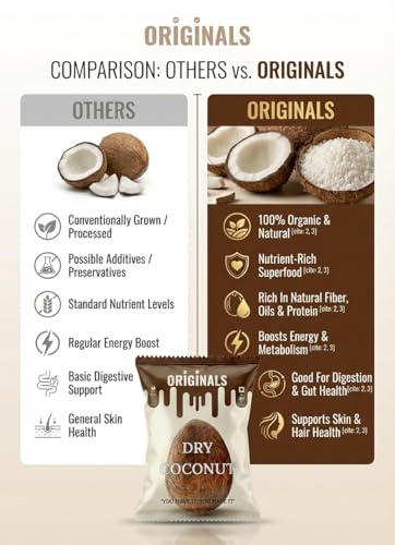 Image of ORIGINALS Premium Dry Coconut Whole (GIT /KHOPRA) 900g Natural Sun-Dried High Fibre Aromatic & Long Shelf Life Ideal for Cooking Sweets Coconut Milk