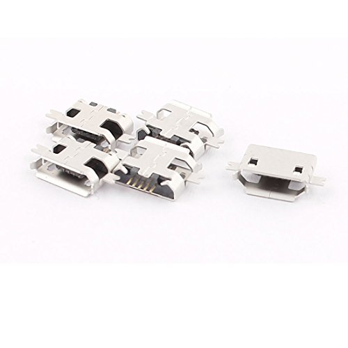 uxcell a15080400ux1037 Micro USB Female Socket 180 Degree 5-Pin Jack Solder Connector (Pack of 5)