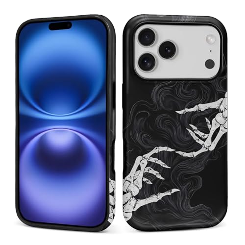 Coque iPhone 17 Pro main squelette en silicone liquide mat antichoc