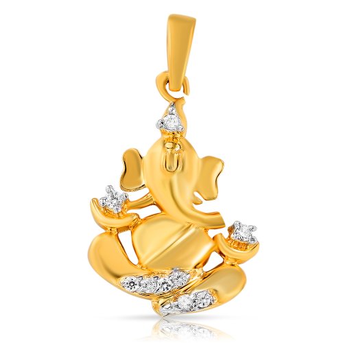 Mahi Gold Plated Unisex Ganpati God Pendant with Cubic Zirconia PS1101375G