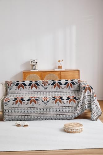 TMVOK マルチカバー ソファカバー 長方形 180*230cm 肘付き 肘なし フリンジ付き 汚れ防止 保護カバー 犬猫対策 綿 2人掛け キャンプ テーブルクロス カウチカバー リバーシブル 洗える 四季通用