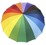  Regenschirm, XL Schirm, Stockschirm, Regenbogenfarben, 24 Segmentfelder