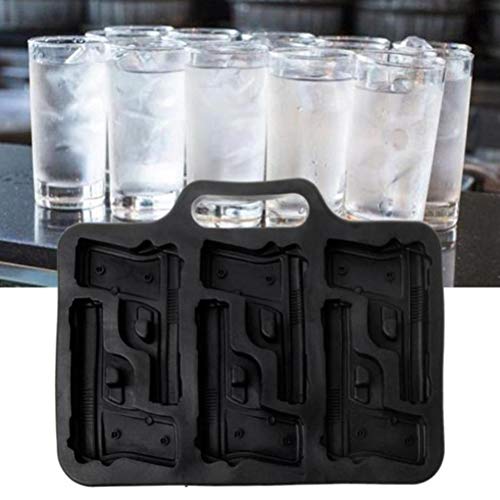 Set de moldes para cubos de hielo con diseño de pistola negro miniatura 3