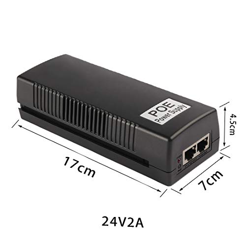 Inyector POE 24V 1.6A 2 Puertos Adaptador Divisor Switch de Red Negro miniatura 2