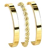 Gokeey Gold Bracelets for Women Non Tarnish Dainty 14K Gold Plated Bangle Cuff Bracelet Stackable Bracelets Set, Layered Rope Link Chain Bracelets Trendy Jewelry Arm Cuff Gifts