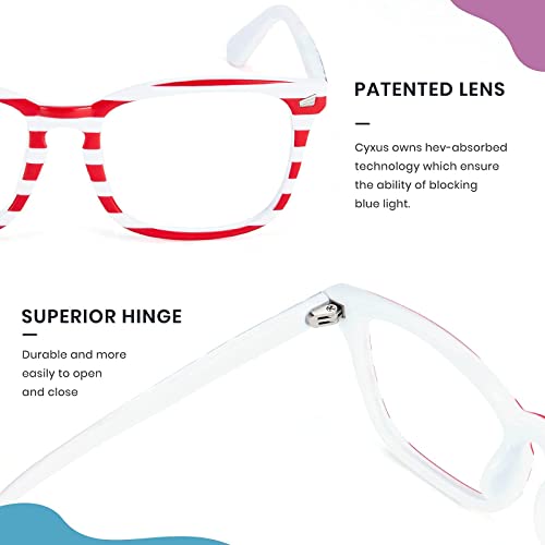 Image of Cyxus Blue Light Glasses Men Women Reduce Eye Strain UV400 Protection 8082 | Eye Protection,Classic Sqaure Frame,Ideal for Computer Screen Office Work Daily Wear